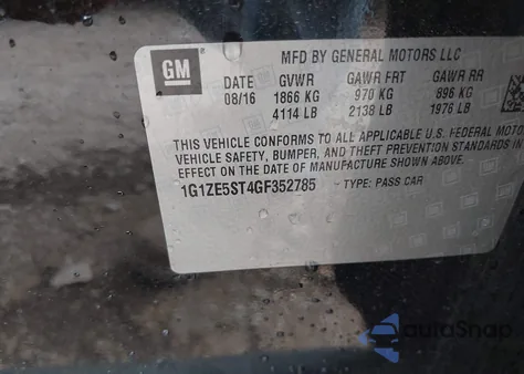 2016 Chevrolet Malibu 1Lt z USA, uszkodzony, nr VIN 1G1ZE5ST4GF352785